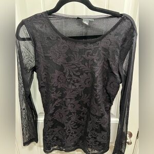 INC International Concepts Black Lace Top